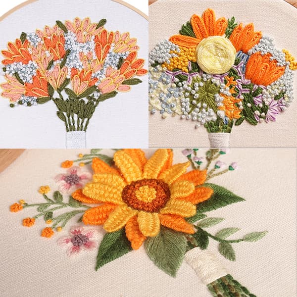 3-delt blomsterbroderisett