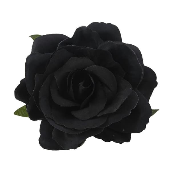 Silkeblomst Hårbroche Bryllupskorsage Blomst 8cm Broche Tilbehør - Sort