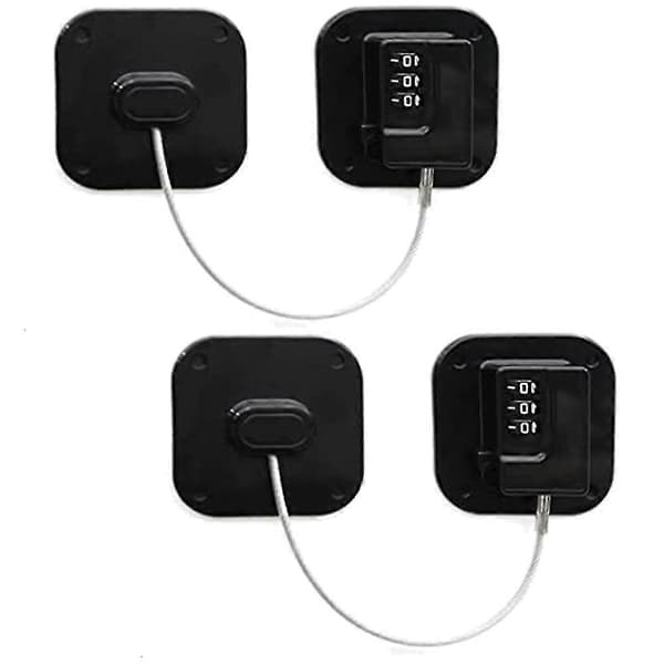 2 X Kjøleskapslås uten boring med kode for barn under 5 år, egnet for kjøleskap, w