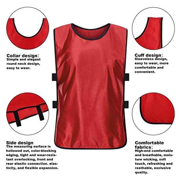 6-pak Pinnies Vester for Fotballtrening Vest Basketball Fotball