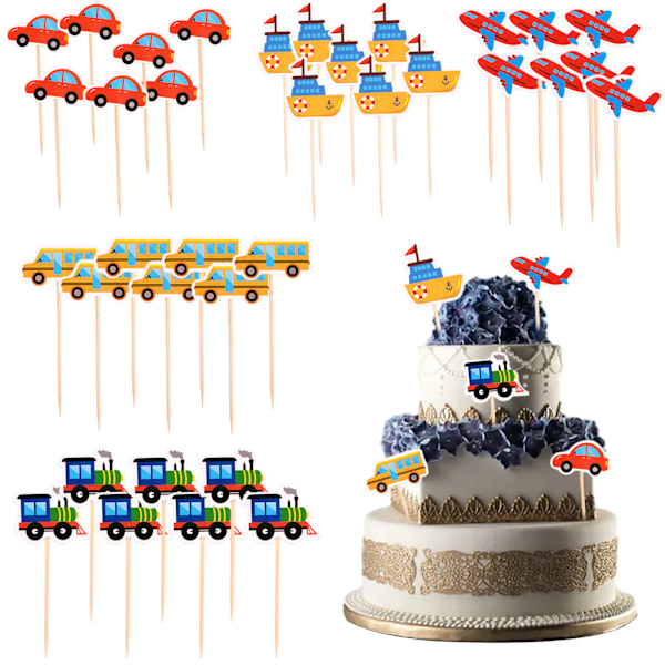 35 stk Transportkake Topper - 5 modeller