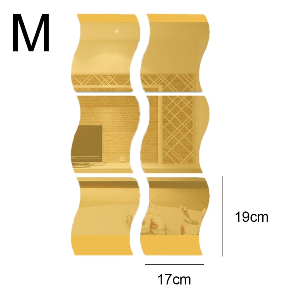 Akryl 6 stykker Bølge Kombinationsspejl Stereo Vægsticker