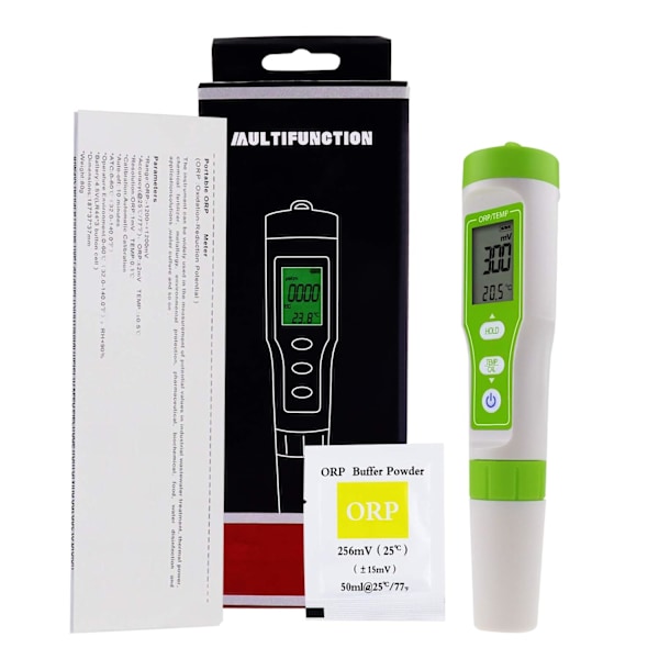 Digital Orp-måler med automatisk kalibrering & Orp-pulverbuffer, -1200~1200Mv høj nøjagtighed Orp-tester til vandtestning