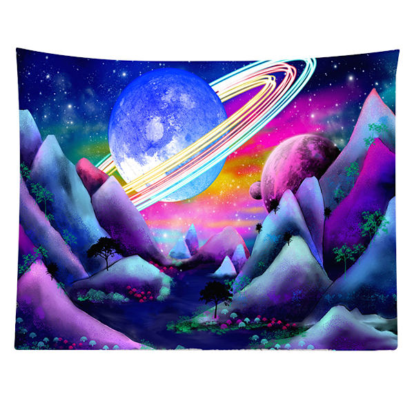 Svart ljus gobeläng, UV-reaktion galax kosmisk planet glöd i t