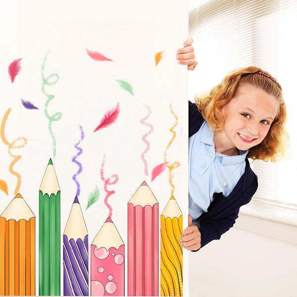 3 ark färgglada pennor väggdekaler pedagogiska skala och
