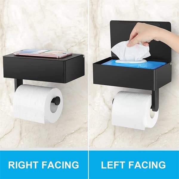 Toiletpapirholder til vægmontering i sort - Toilet i rustfrit stål