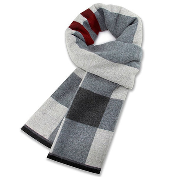 Mens Winter Warm Long Soft Scarf Plaid Tassel Scarf for Men