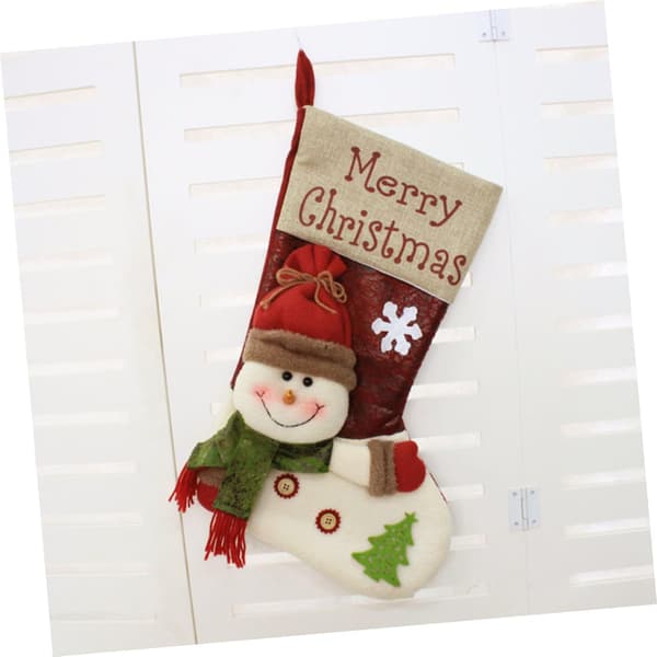 Julestrømper Julepynt 45 cm 3D Plys Julemand Snemand Sokker