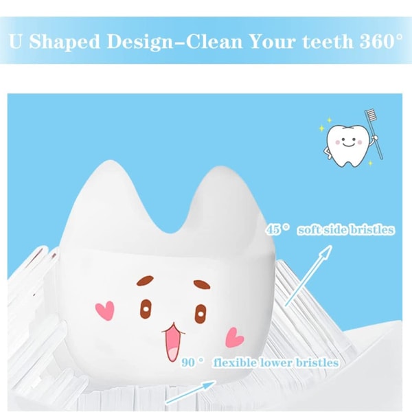4-pack U-formad tandborste för barn med silikonborstmassage för toddler