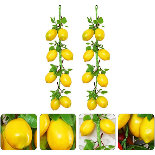 2 stk. Kunstige Citron Grene Kunstig Frugt Girland Grøn Le