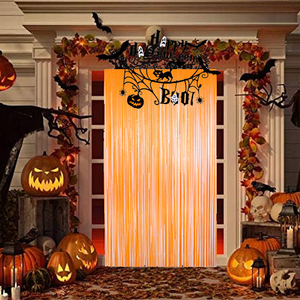 Halloween-oviin verhot, kiiltävä sisäänkäynnin oviverho