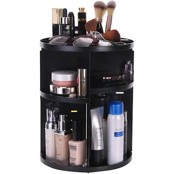 Makeup Opbevaring 360 Graders Roterende 8 Lag Rund Kosmetik Organizer (Sort)