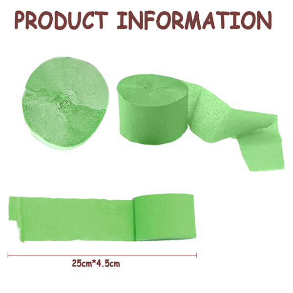 6 st serpentinerpapper (4,5 cm x 25 m/rulle) crepepapper serpentiner,
