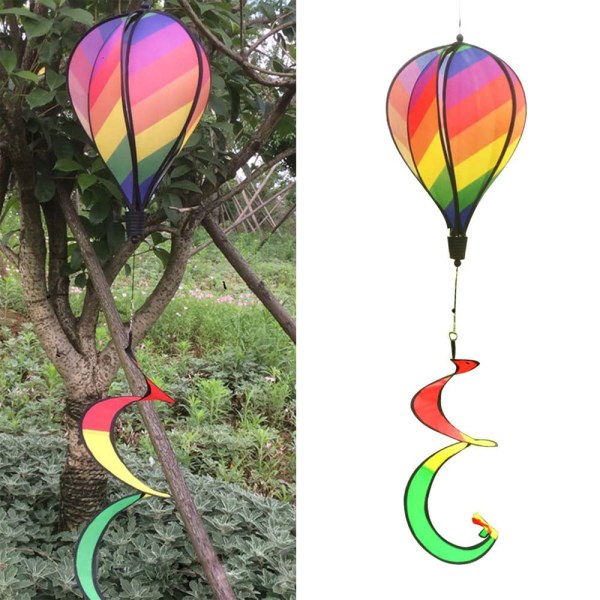 Regnbue varmluftballon vindstribe lysende roterende farverig