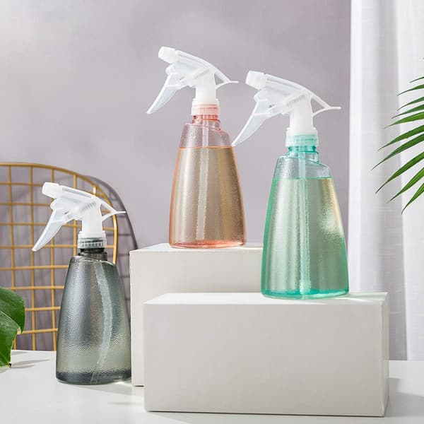 Mångsidiga sprayflaskor, sprayflaskor med justerbart munstycke, ergonomiskt utformade för komfort och bekvämlighet i svart, rosa, blå, 3 st