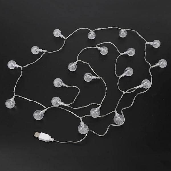 2m 20LED USB Strømstik Metal Pære Lysstreng Dekoration Lampe til Husgård Jul Fest Varmt Hvid