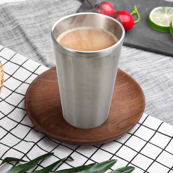 Rustfrie stålkopper 450ml 4-pakning Stablebare Dobbeltlags Vakuum I