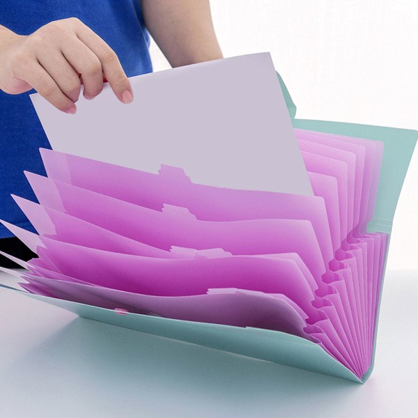Plastficka expanderbar mapp, vikbar vikning, skola kontor,