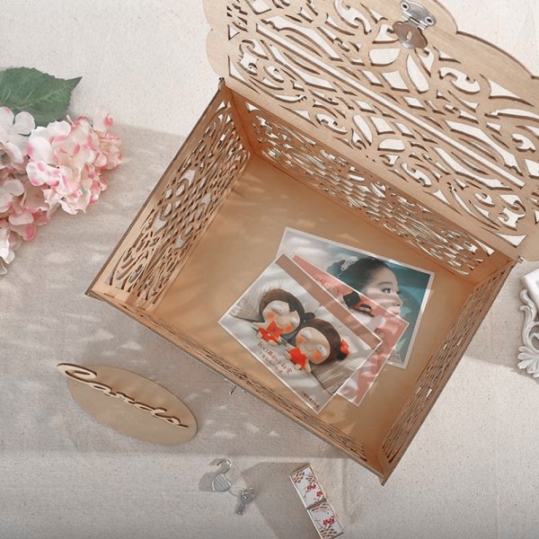 diy trä presentkort låda bröllop leveranser ihålig visitkort b