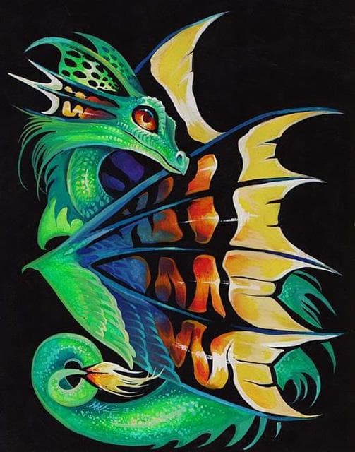 30x40cm 5D DIY Diamantmålning Full, Cartoon Dragon#F, DIY Diamant
