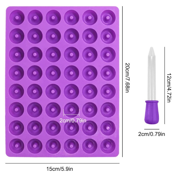 3 stk (lilla + blå + grønn) Donut silikonform, Ikke-klebende matkvalitet silikon godteri sjokolade gelé, isbiter med 3 bonus dryppere