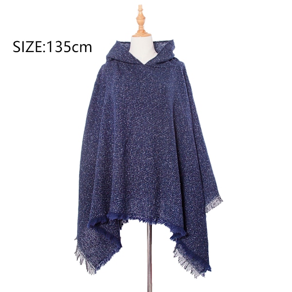 Kvinnors Rutig Huva Kåpa Sjal Filt Poncho Hoodie Kåpa