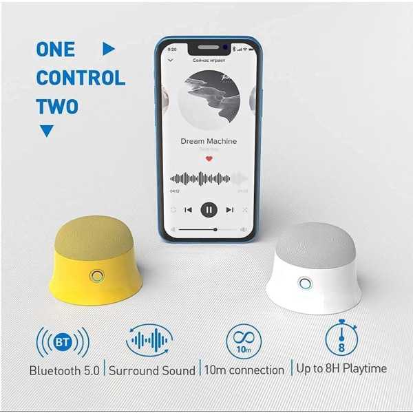 Mini Bluetooth-högtalare, chockerande ljud, vit