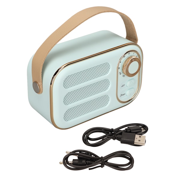 Bluetooth-högtalare Stereo HiFi-ljud USB-laddning Retro Bärbar Trådlös Högtalare för Hemma Resa Blå