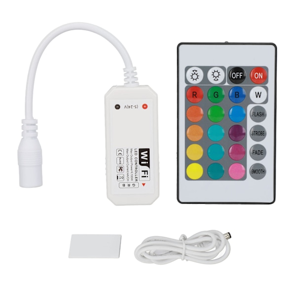 Smart WiFi LED Controller 4-polet Kabel RGB LED Strip Lys Wireless Controller med Fjernbetjening til 5V Strip Lys