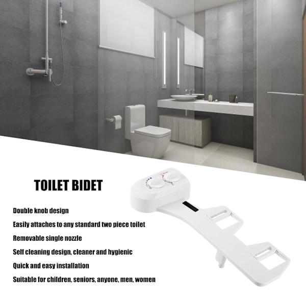 Intelligent Toalett Bidet Set med Dubbel Vridknapp Icke Elektrisk Självrengörande Enkel Munstycke Bidet Toalettfäste G7/8
