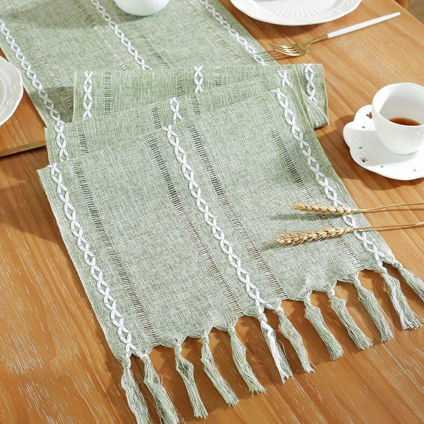 Boho-stil linneduk 72 \"lång handgjord fransad land
