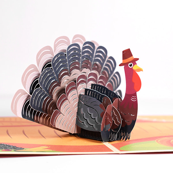 3D Julkort, Pop-Up Kort med Kalkondesign för Hösthelger, Thanksgiving-kort och Kuvert (13x18 cm)