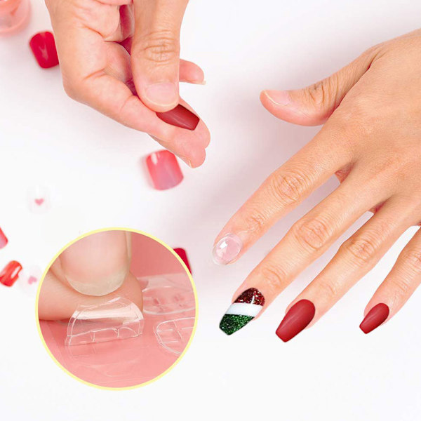 50 Ark Neglelim-Klistermærker, Dobbeltsidet Transparent Falsk Neglelim Gele-Tape Klæbende Faner Vandafvisende Fleksibel Falske Negle Spidser til Manicure