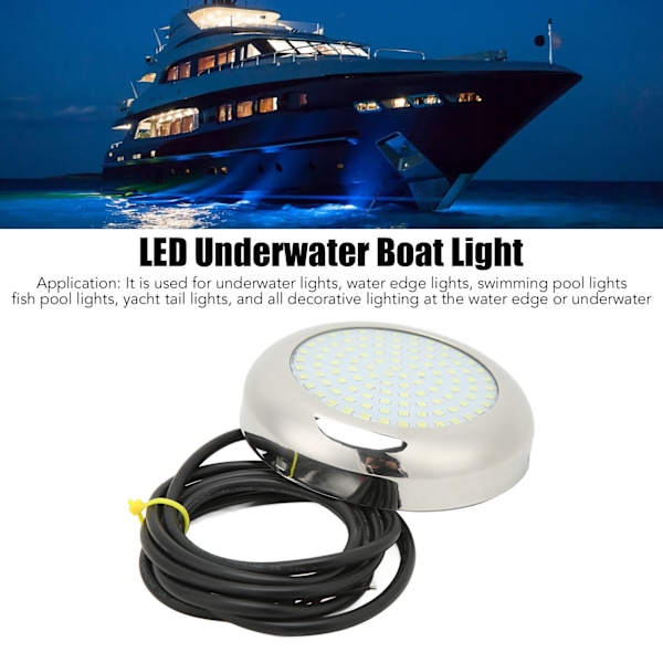 4-i-1 108LED Undervannslys 12V IP68 Vanntett 135° Lysvinkel Undervannsbåtl lampe for Marine Hvit