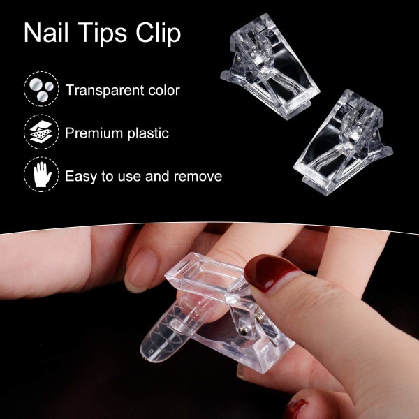10 stk negltipsklemmer for rask bygging av polygel, plastfinger