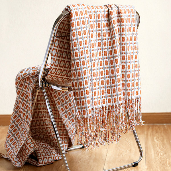 Stickad filt med tofsar Houndstooth Boho Plaid Mysig filt Stickad sängöverkast Överkast Soffa filt Dekorativ filt för soffa säng 127*180cm