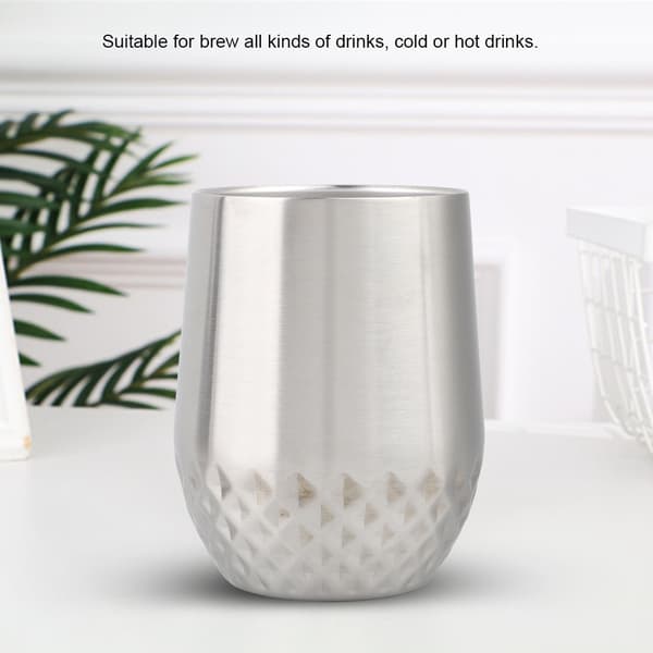 12oz Rustfri Stålkopp Rombe Design Isolert Kaffekopp med Lokk