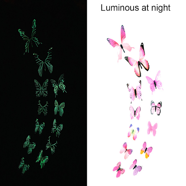 Luminous tredimensionel sommerfugl vægdekoration til børneværelset
