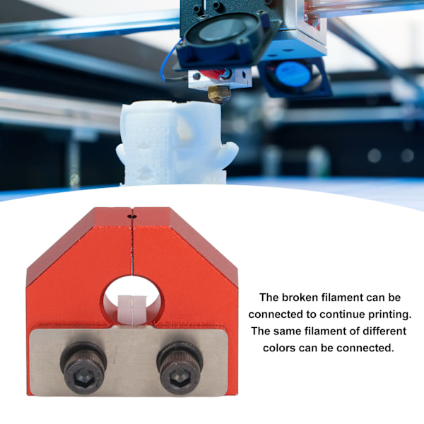 Filament Svejsesensor Connector 1.75mm Aluminium Legering Tilbehør til 3D Printer Rød