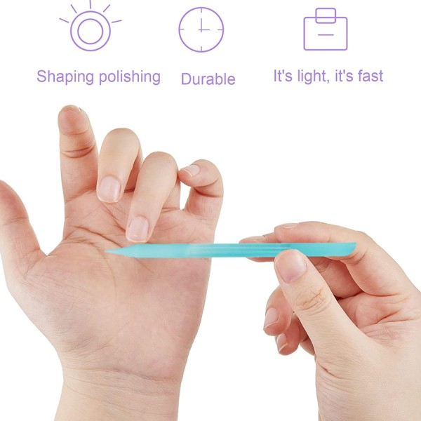 Glas Nagelbandstryckare Set Nagelbandsborttagare Glasnagelfil Dubbla ändar manikyr Pedikyrverktyg för naglar och nagelbandsvård Transparent + light Blue + Pink