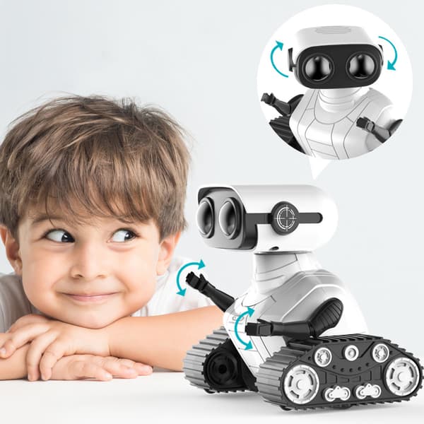 Robotleksak för barn, 1 styck laddningsbar vit robot, fjärrkontroll