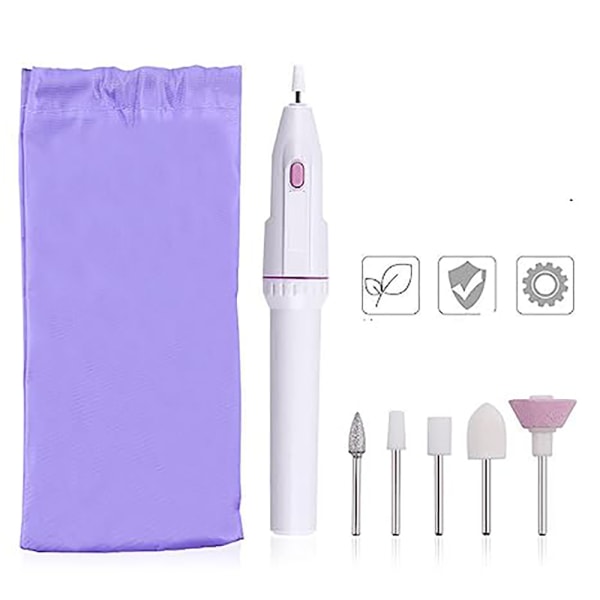 Joefnel Bärbar Elektrisk Nagelkonst Buffer Borr Multifunktionell Fingernagel Manikyr Slip Maskin Tåpolerare Pedikyr Maskin för Hemmasalong 5 i 1 Set