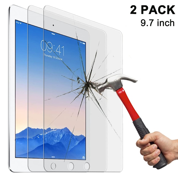 2 stk herdet glassfilm for iPad Air / Air 2 9,7 tommer herdet iPad 2018 herdet glass 9H HD, knusesikkert beskyttelsesfilm