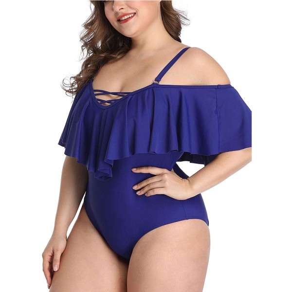 Plus Size Off Shoulder Baddräkter för Kvinnor Mage