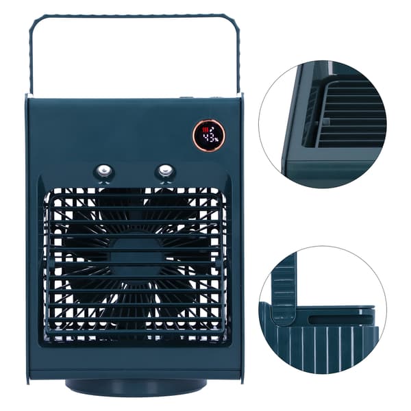 2-i-1 Oscillerende Spray Luftfugter Ventilator med Lys USB Opladning Desktop Luftkøler Ventilator til Hjemmet Grøn