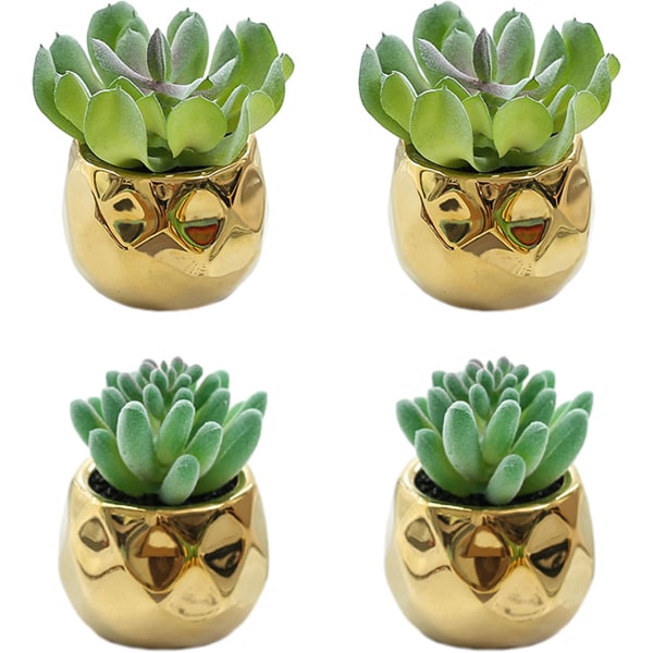 4pcs gold-plated mini simulation succulents bonsai flowers