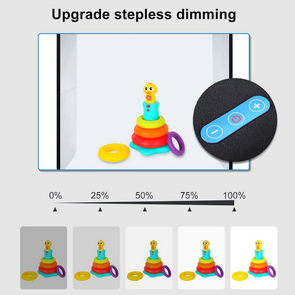 Ljuslåda Fotografering, Fällbar Fotostudio Box 10\" Foto Box med 96 Hög Färgåtergivningsindex LED-lampor, 6 st Bakgrundspapper för Reklam