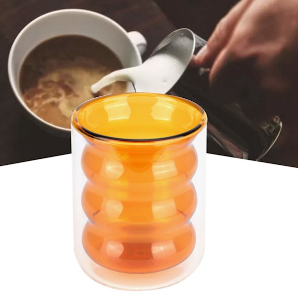200 ml Dubbelskikts Glasmugg Värmebeständig 3 Dimensionell Spiralmugg för Kontor Hem Skola (Gul )