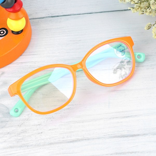 Fashion Barn Glasögon för Barn med Mjuk och Bekväm Anti-Blått Ljus Silikonram (Orange)