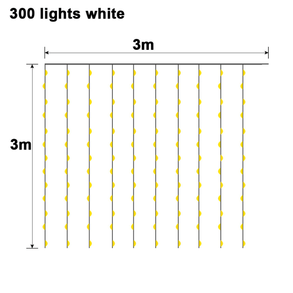 300 LED Solcelled Vannfall Fe-Lysstreng Dekor med Fjernkontroll